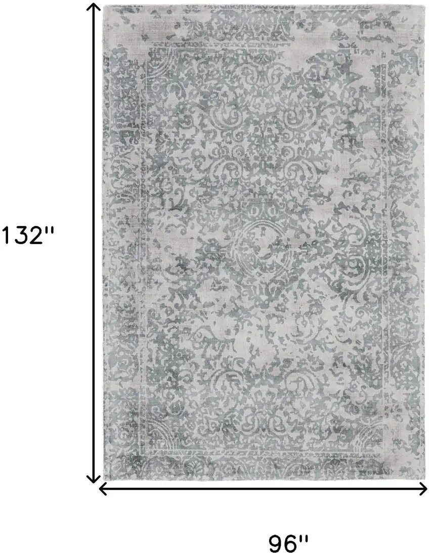 Blue And Gray Abstract Hand Woven Area Rug Photo 6