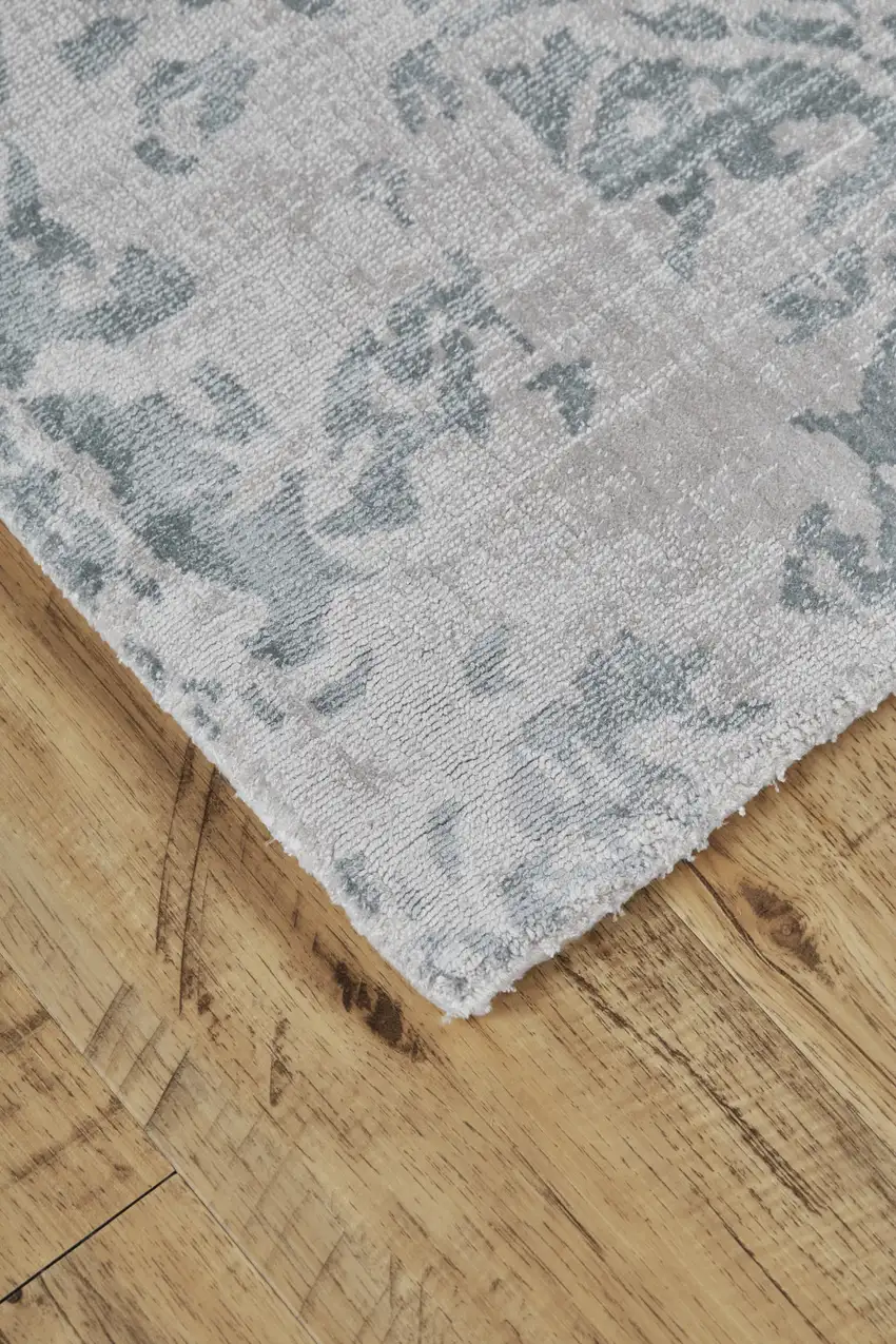 Blue And Gray Abstract Hand Woven Area Rug Photo 4
