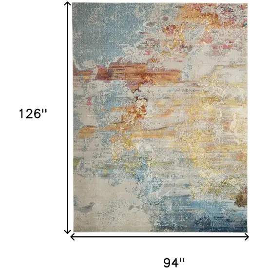 Blue And Gray Abstract Power Loom Area Rug Photo 6