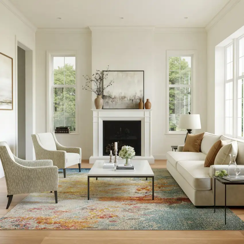 Blue And Gray Abstract Power Loom Area Rug Photo 5