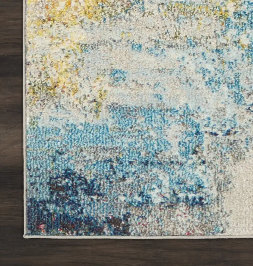 Blue And Gray Abstract Power Loom Area Rug Photo 8