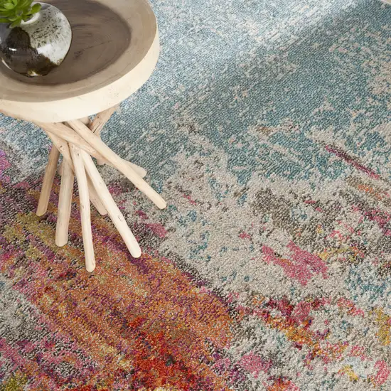 Blue And Gray Abstract Power Loom Area Rug Photo 8