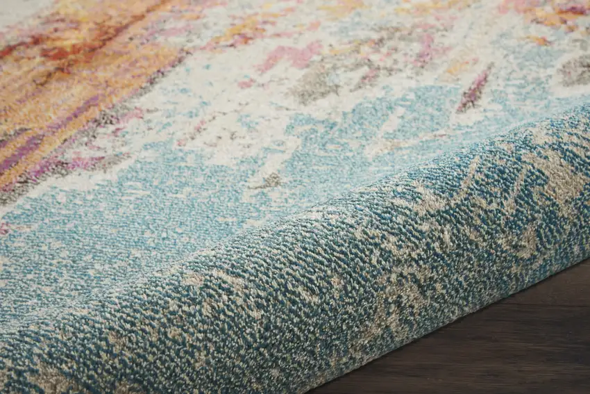 Blue And Gray Abstract Power Loom Area Rug Photo 5