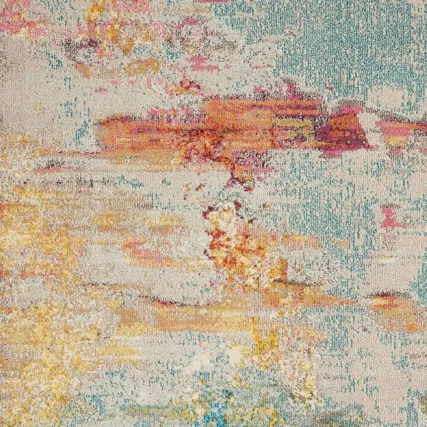 Blue And Gray Abstract Power Loom Area Rug Photo 2