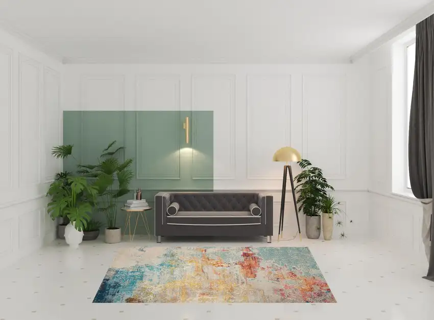 Blue And Gray Abstract Power Loom Area Rug Photo 2