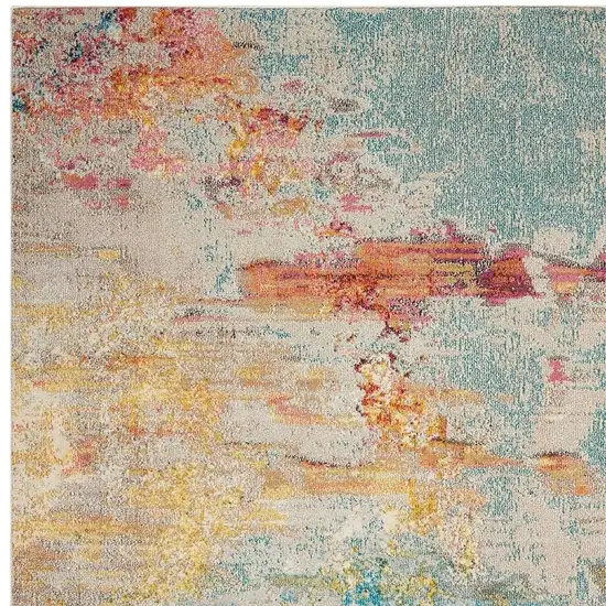 Blue And Gray Abstract Power Loom Area Rug Photo 4