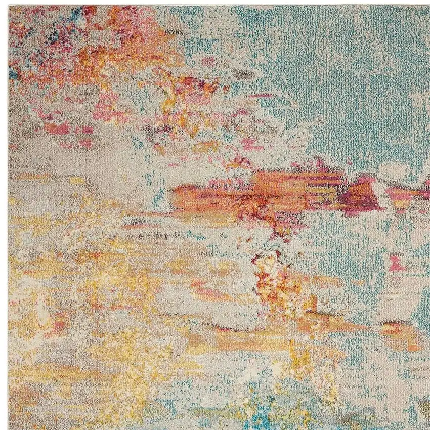 Blue And Gray Abstract Power Loom Area Rug Photo 4