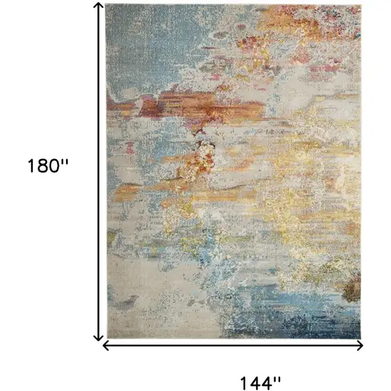 Blue And Gray Abstract Power Loom Area Rug Photo 3