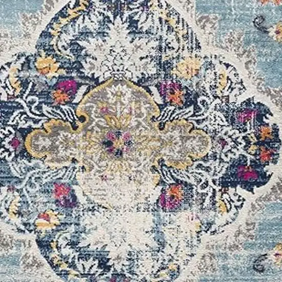 Blue And Gray Abstract Square Rug Photo 4