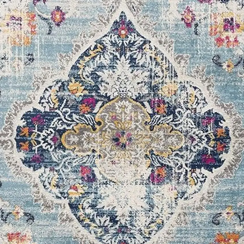 Blue And Gray Abstract Square Rug Photo 5