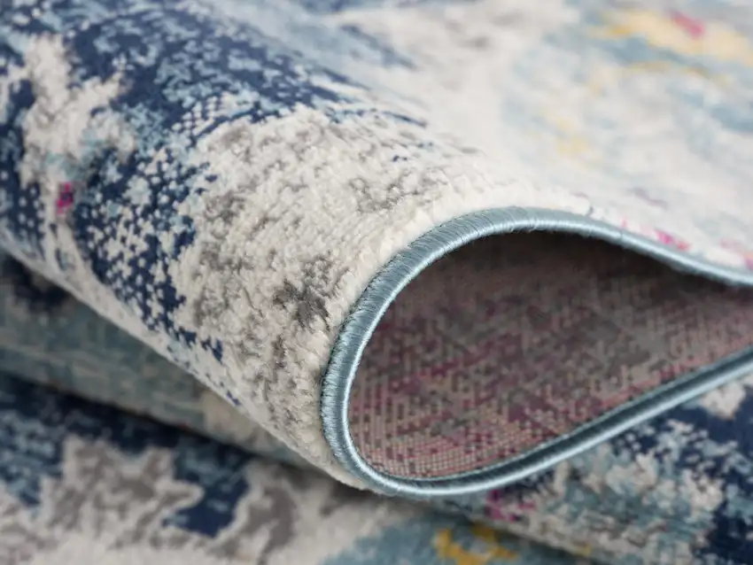 Blue And Gray Abstract Square Rug Photo 9