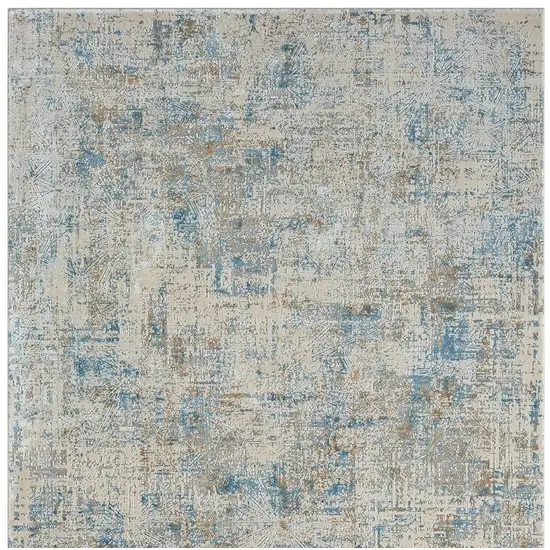 Blue And Gray Abstract Square Rug Photo 5