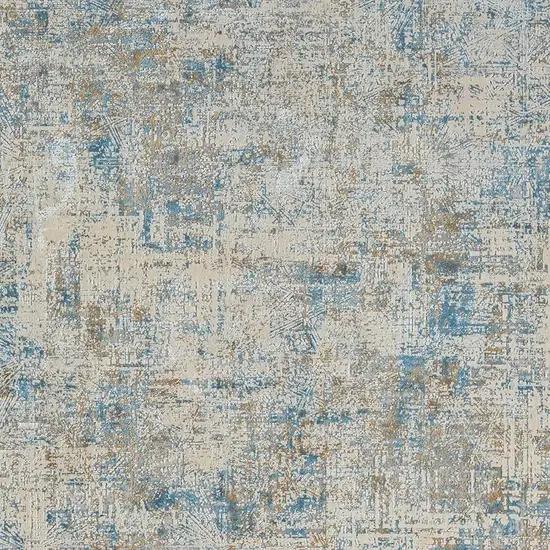 Blue And Gray Abstract Square Rug Photo 4
