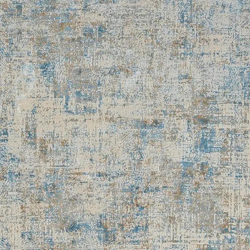 Blue And Gray Abstract Square Rug Photo 4