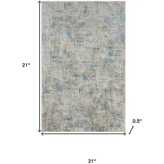Blue And Gray Abstract Square Rug Photo 3