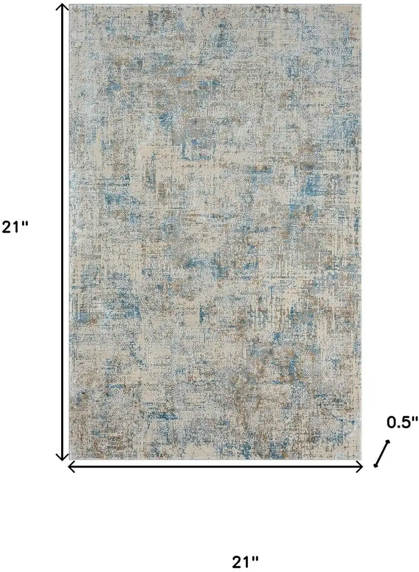 Blue And Gray Abstract Square Rug Photo 3