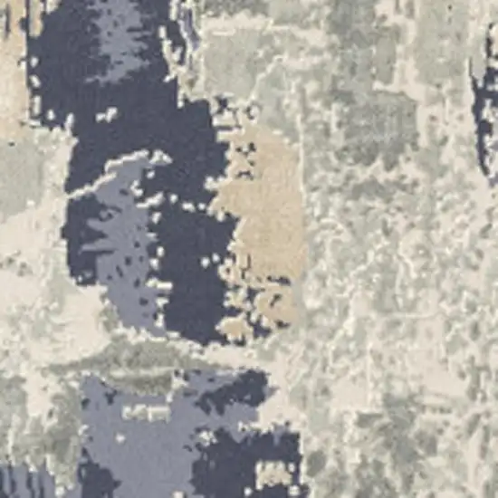 Blue And Gray Abstract Square Rug Photo 2