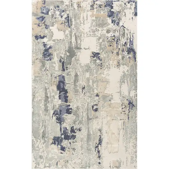 Blue And Gray Abstract Square Rug Photo 1