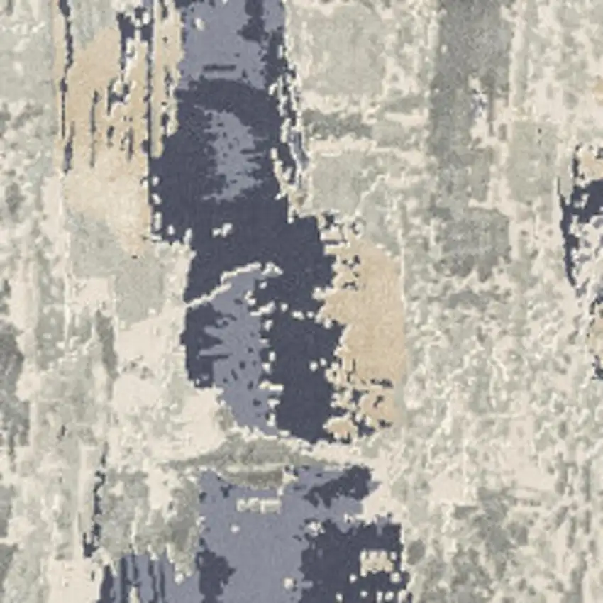Blue And Gray Abstract Square Rug Photo 3