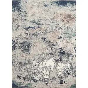 Photo of Blue And Gray Abstract Stain Resistant Area Rug