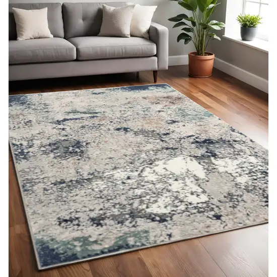 Blue And Gray Abstract Stain Resistant Area Rug Photo 1