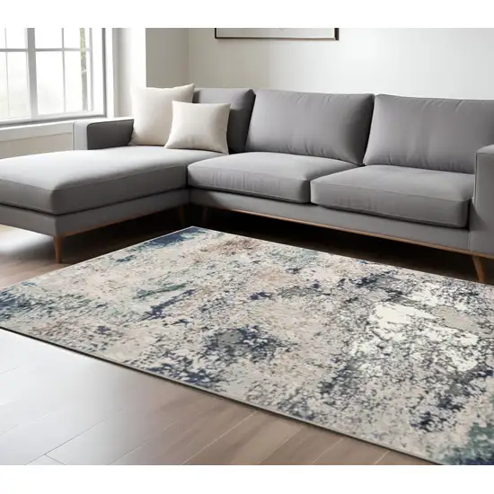 Blue And Gray Abstract Stain Resistant Area Rug Photo 1