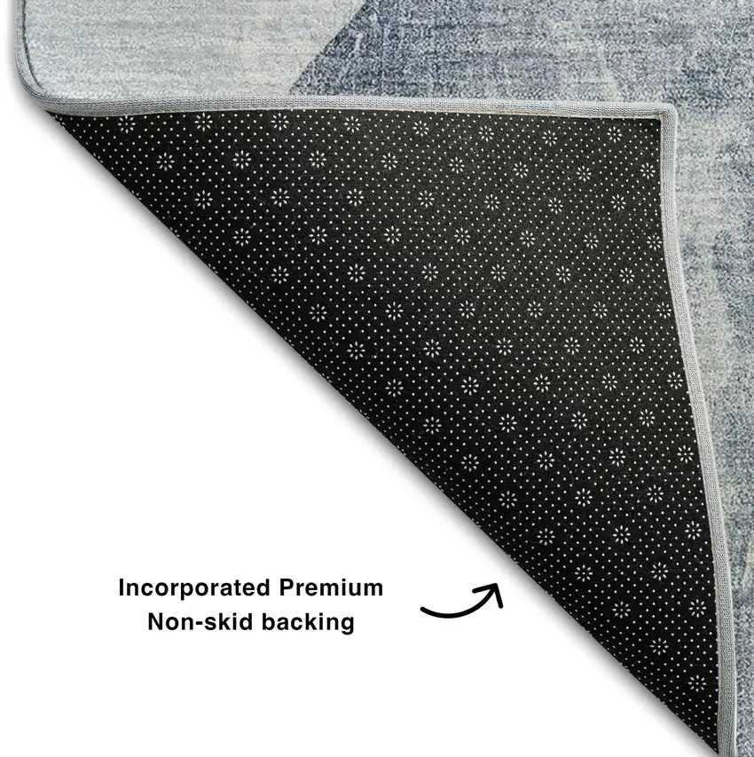 Blue And Gray Abstract Washable Area Rug With UV Protection Photo 8