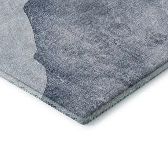 Blue And Gray Abstract Washable Area Rug With UV Protection Photo 9