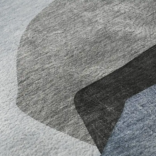 Blue And Gray Abstract Washable Area Rug With UV Protection Photo 9
