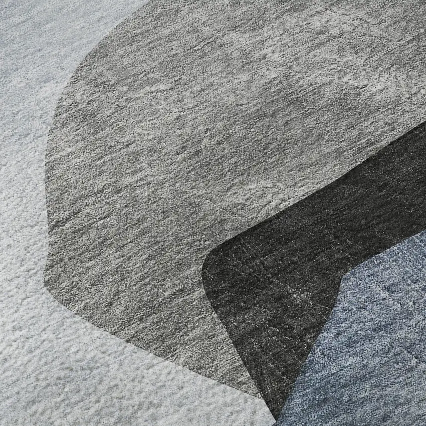 Blue And Gray Abstract Washable Area Rug With UV Protection Photo 9