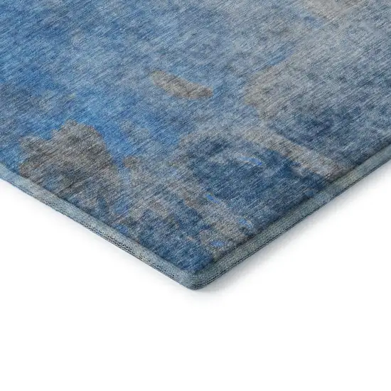 Blue And Gray Abstract Washable Area Rug With UV Protection Photo 8
