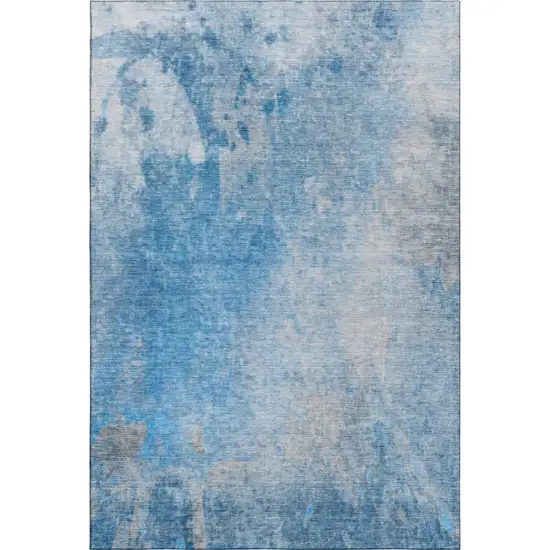 Blue And Gray Abstract Washable Area Rug With UV Protection Photo 1