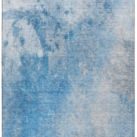 Blue And Gray Abstract Washable Area Rug With UV Protection Photo 3