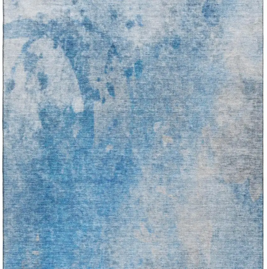 Blue And Gray Abstract Washable Area Rug With UV Protection Photo 3