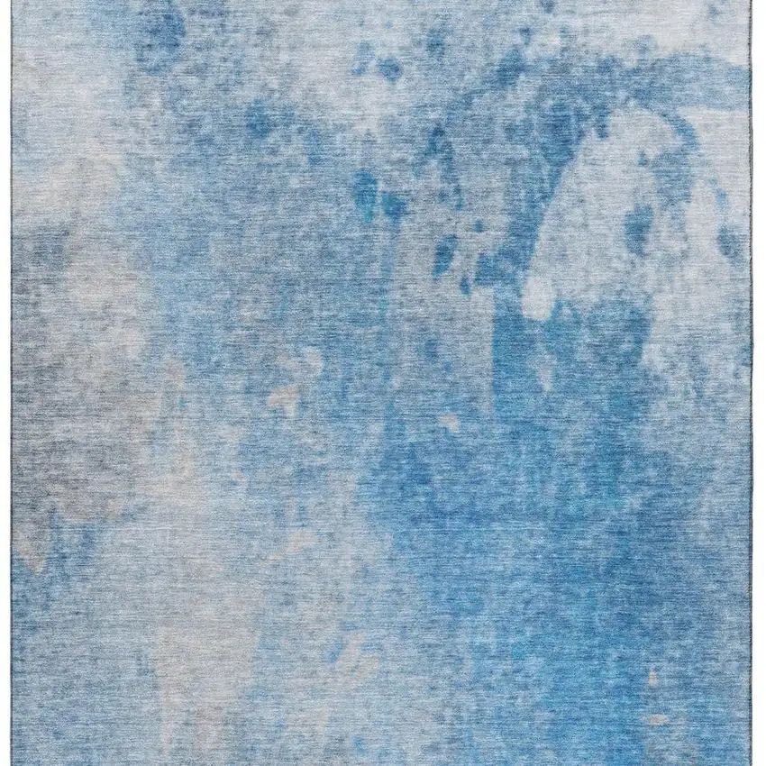 Blue And Gray Abstract Washable Area Rug With UV Protection Photo 4