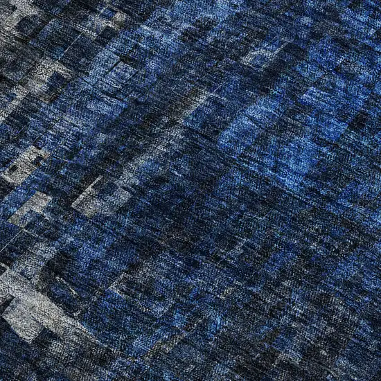 Blue And Gray Abstract Washable Area Rug With UV Protection Photo 2