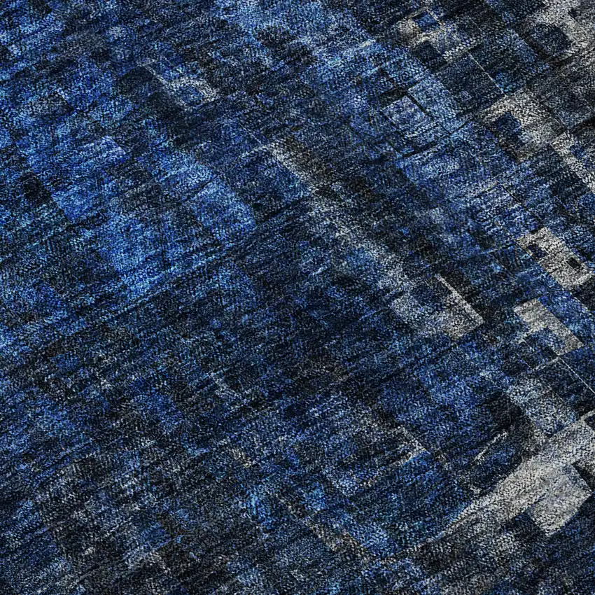 Blue And Gray Abstract Washable Area Rug With UV Protection Photo 1