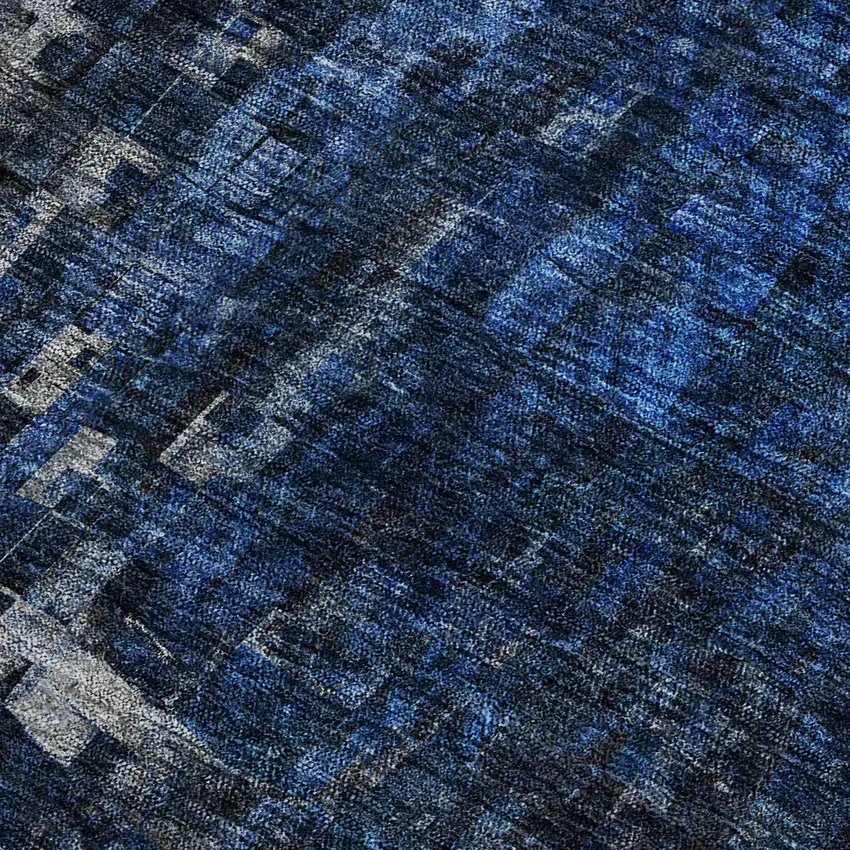 Blue And Gray Abstract Washable Area Rug With UV Protection Photo 2
