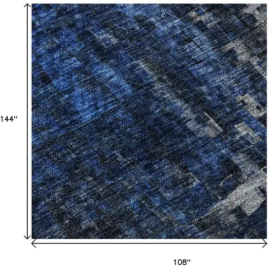Blue And Gray Abstract Washable Area Rug With UV Protection Photo 8