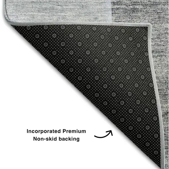 Blue And Gray Abstract Washable Area Rug With UV Protection Photo 6