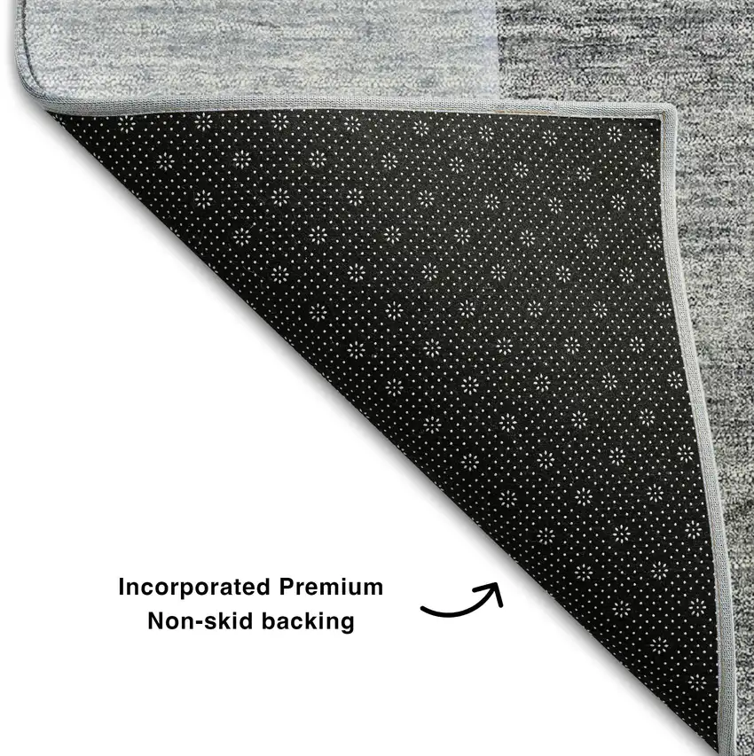 Blue And Gray Abstract Washable Area Rug With UV Protection Photo 6