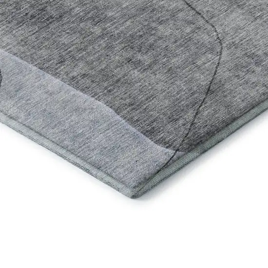 Blue And Gray Abstract Washable Area Rug With UV Protection Photo 7