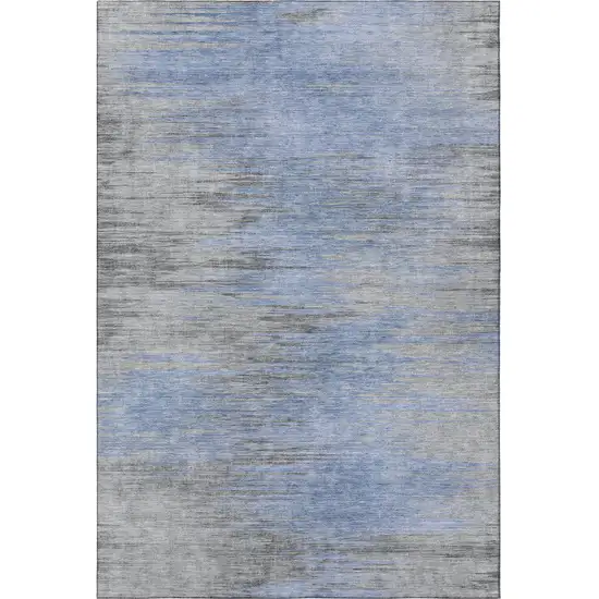 Blue And Gray Abstract Washable Area Rug With UV Protection Photo 4