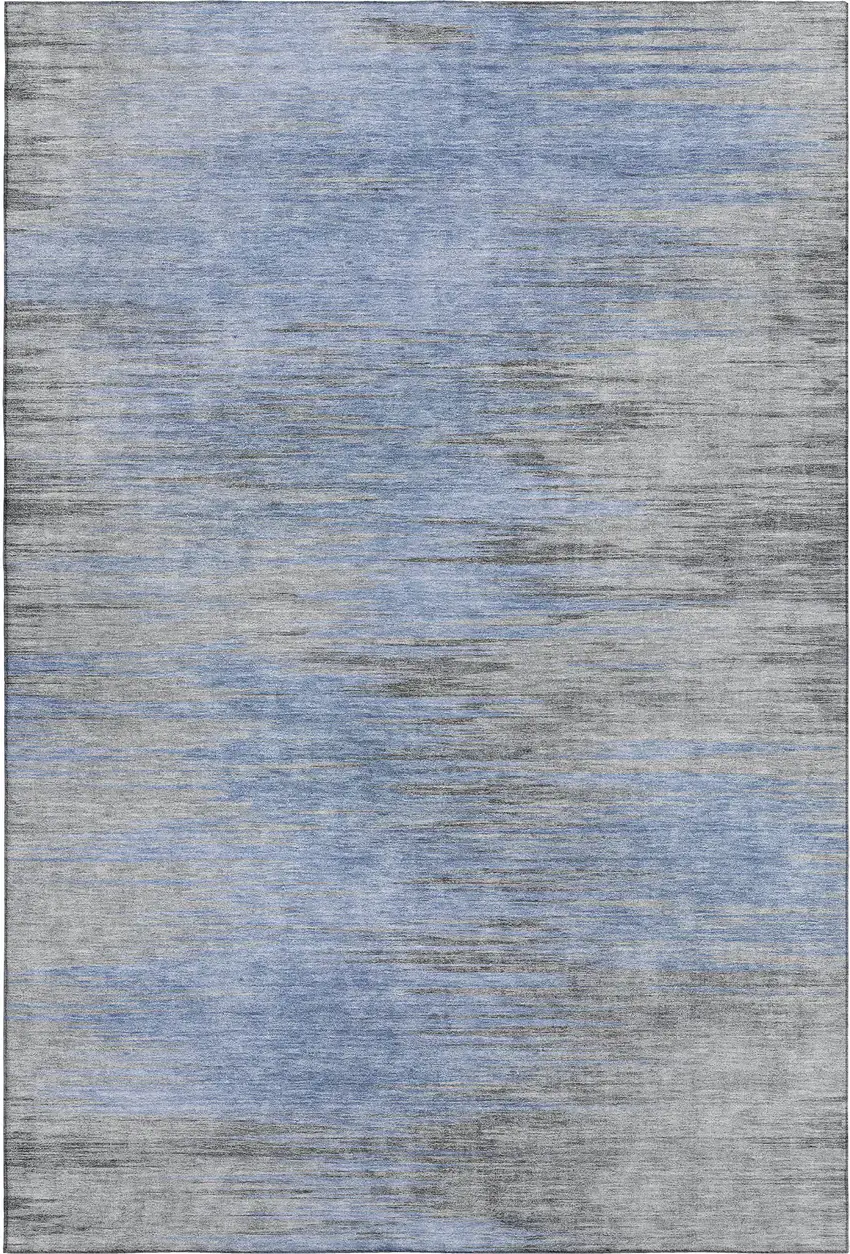 Blue And Gray Abstract Washable Area Rug With UV Protection Photo 1