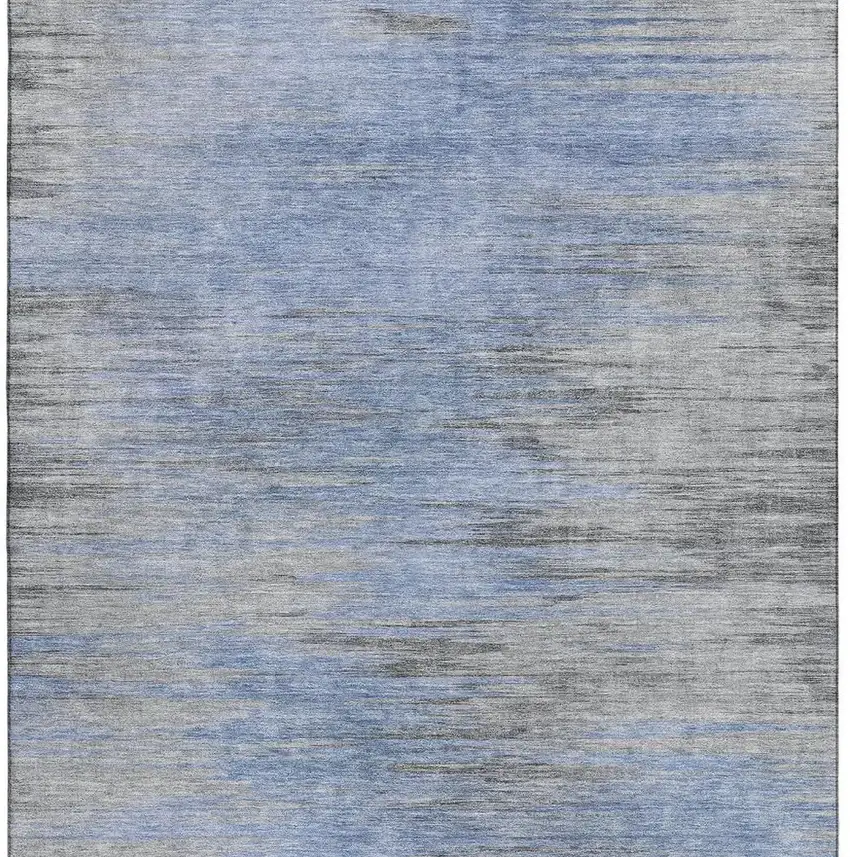 Blue And Gray Abstract Washable Area Rug With UV Protection Photo 3