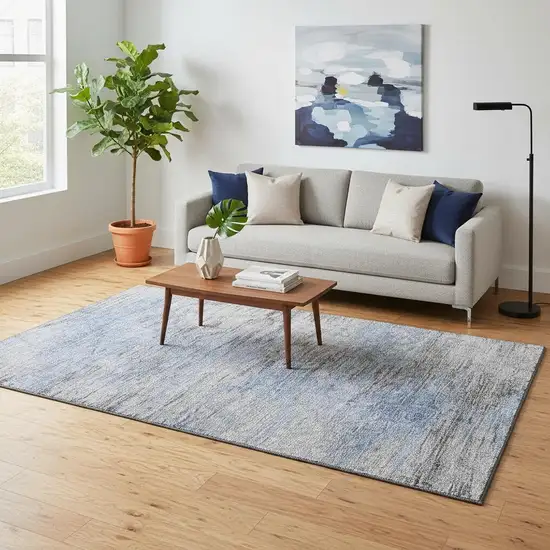 Blue And Gray Abstract Washable Area Rug With UV Protection Photo 2