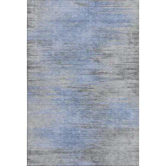 Blue And Gray Abstract Washable Area Rug With UV Protection Photo 1
