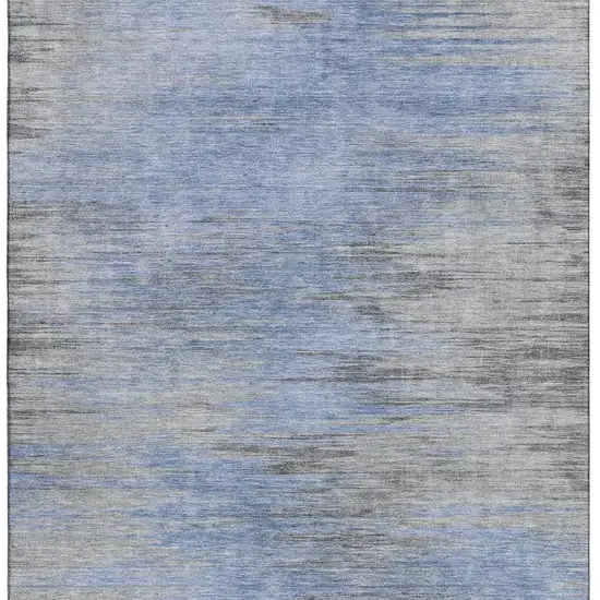 Blue And Gray Abstract Washable Area Rug With UV Protection Photo 4