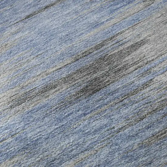 Blue And Gray Abstract Washable Area Rug With UV Protection Photo 9