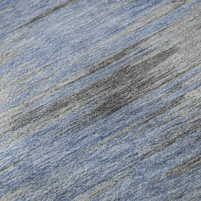 Blue And Gray Abstract Washable Area Rug With UV Protection Photo 9